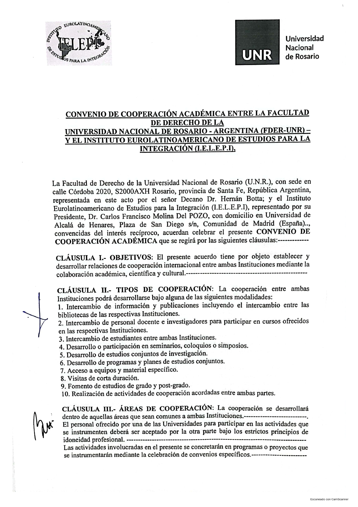 Convenio de Cooperación Académica entre la Facultad de Derecho de la ...