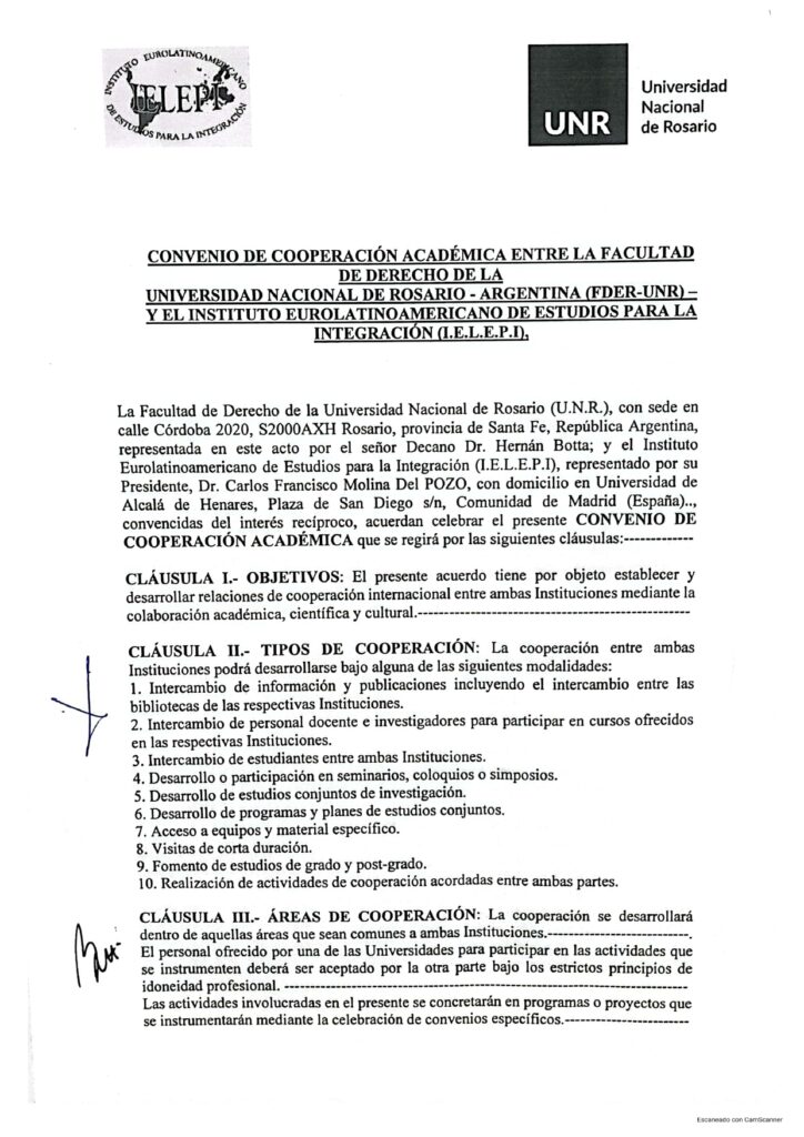 Convenio de Cooperación Académica entre la Facultad de Derecho de la ...
